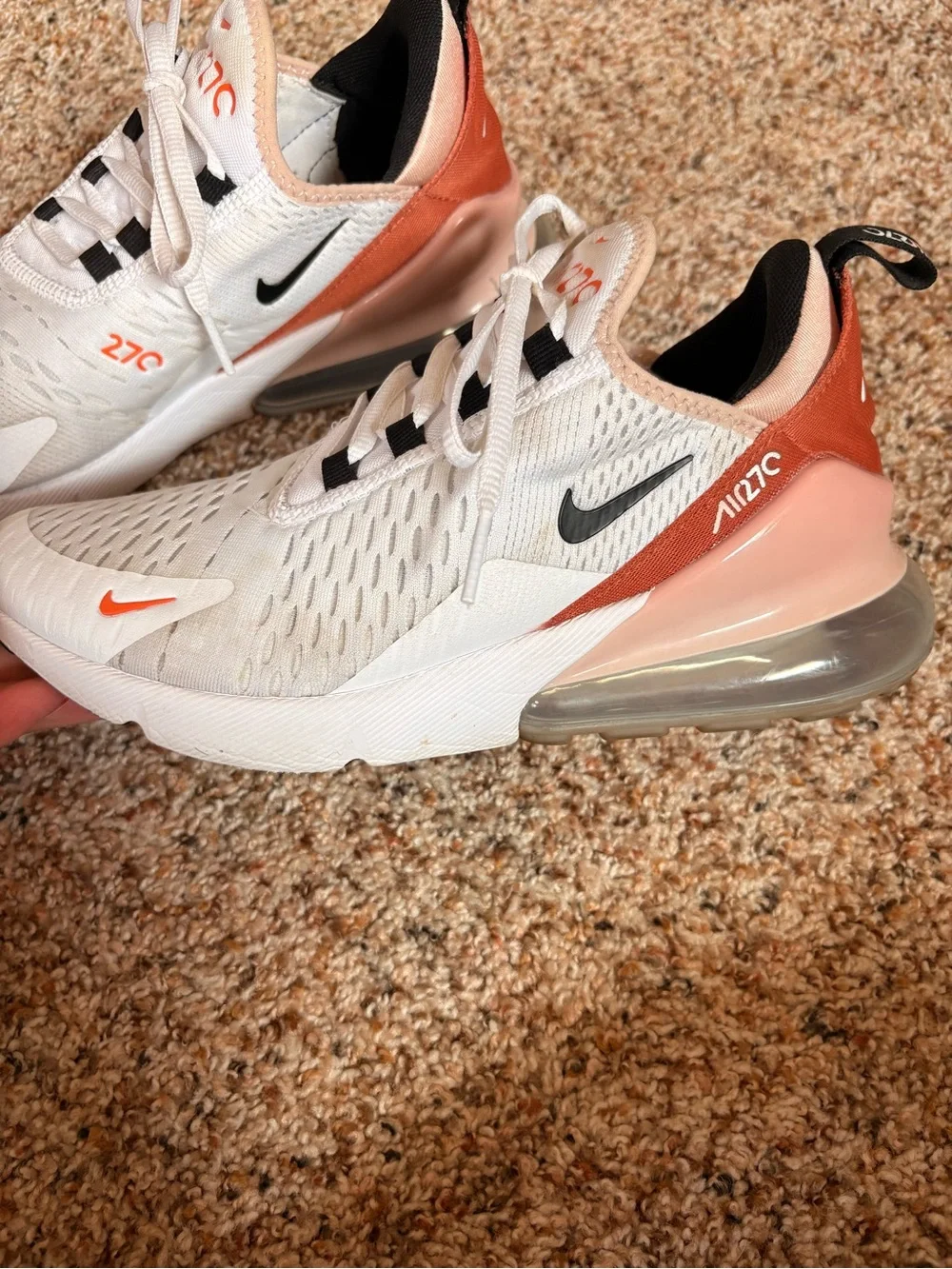 Nike Air Max 270 Women’s Sneakers - White & Peach Orange - Picture 4 of 8